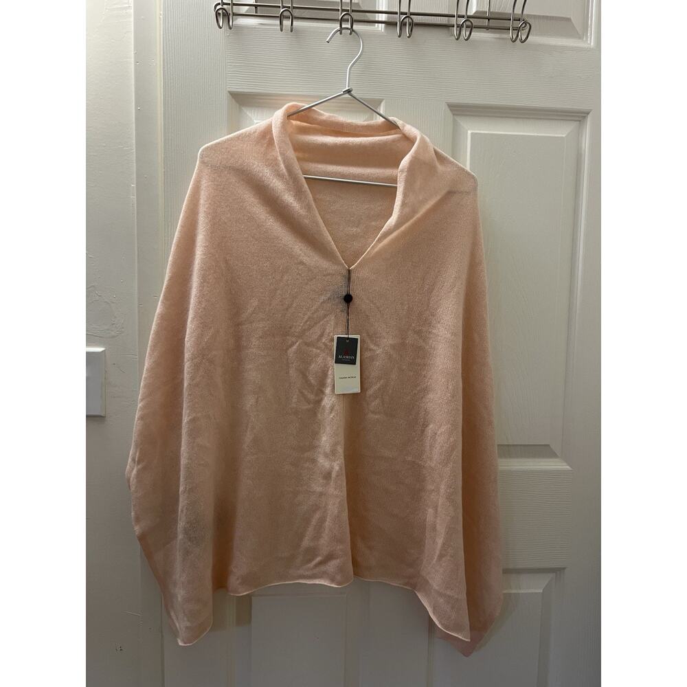 Claudia Nichole Women's Alashan Cashmere Dress Topper Poncho Blush Pink NWT